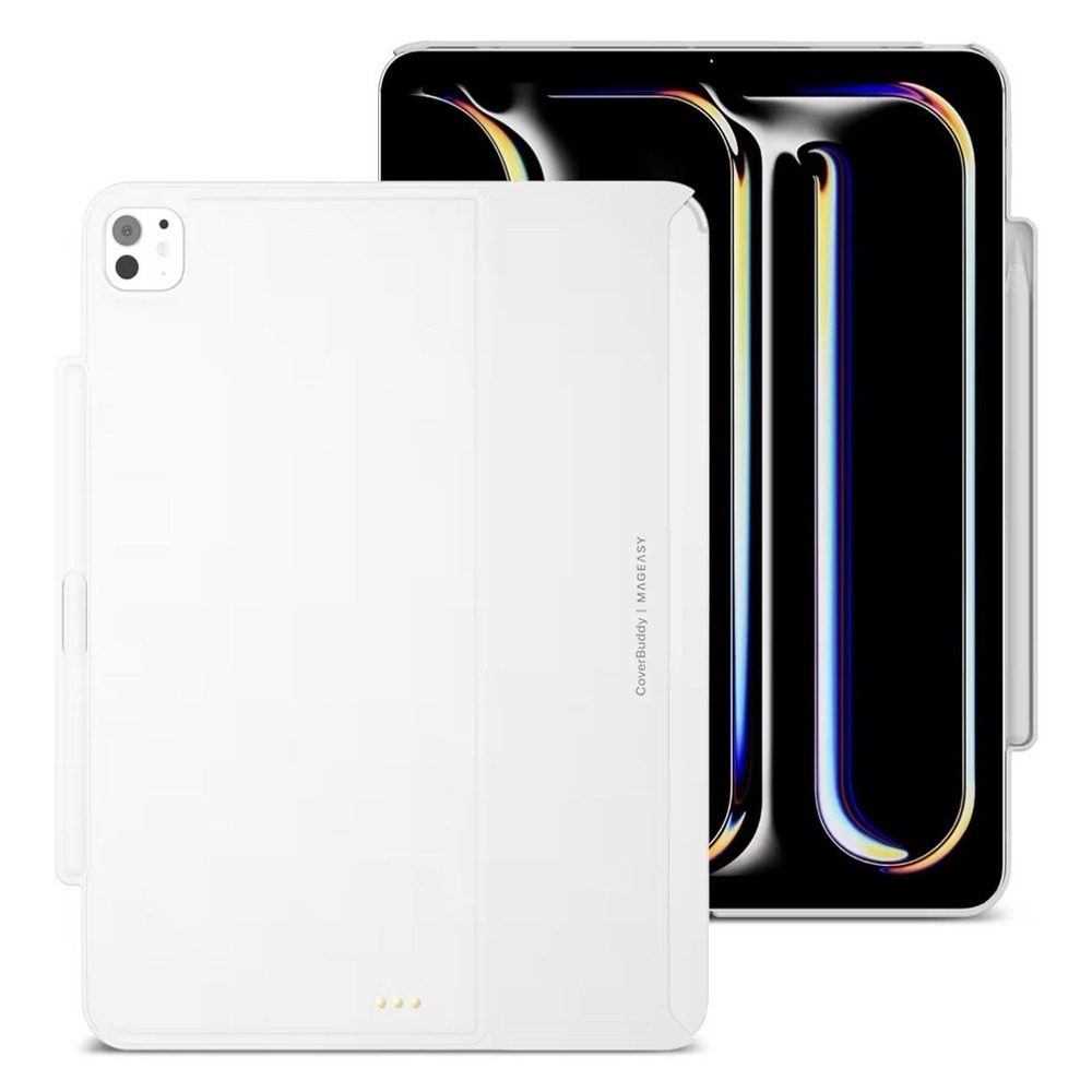 MAGEASY CoverBuddy for 2024 -25 iPad Pro 13" - iPad Pro Case - White  (Leather)